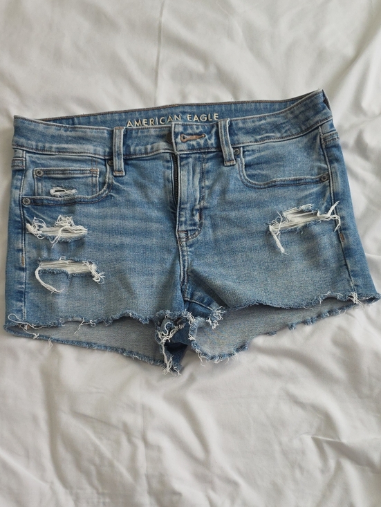 American Eagle Outfitters Pants - American Eagle Outfitters Washed Blue Distressed Denim Cutoff Shorts